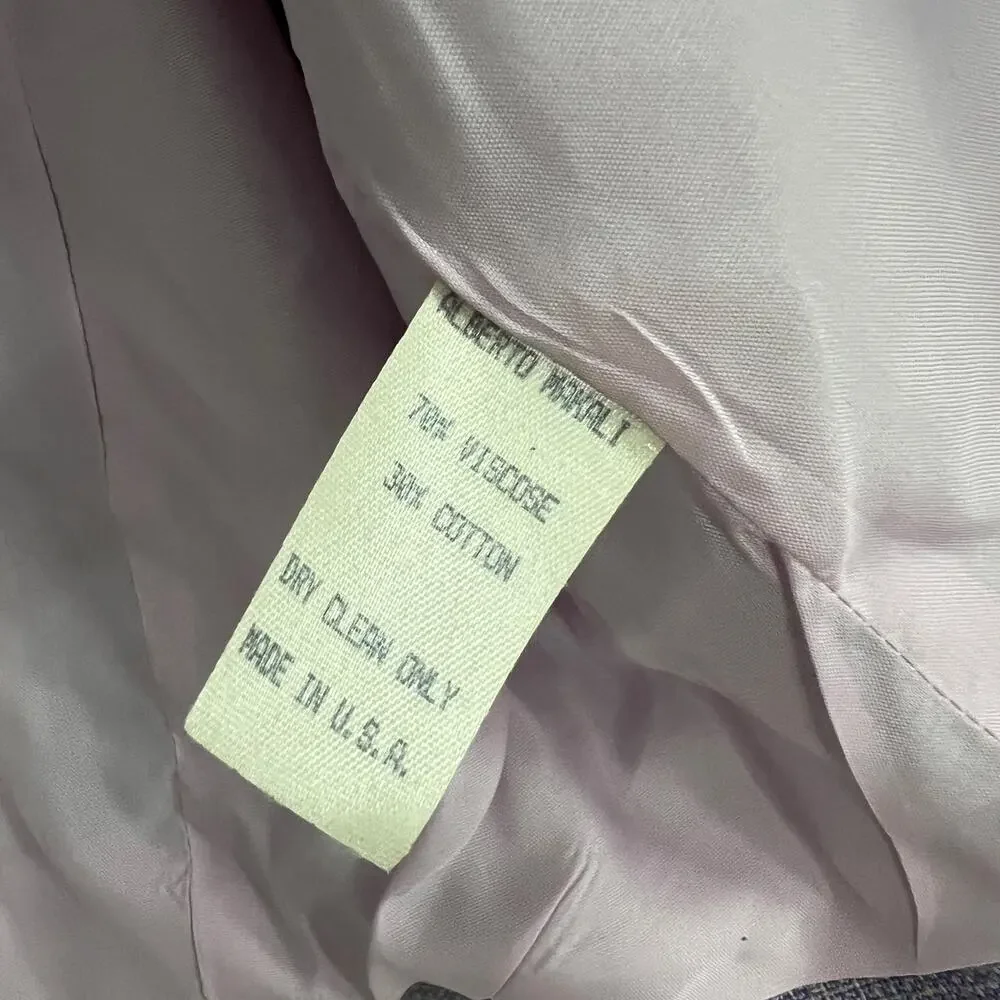 ♥️ Alberto Mikali Vintage Purple Cropped Tweed Military Jacket Size 4 - Picture 8 of 10